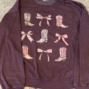 Altar’d State Women's Sweatshirt with Boot and Bow Design